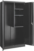 Global Industrial Janitorial Cabinet with Locking Recessed Handle, 4 Compartments, Steel Construction, 36' W x 18' D x 72' H, Black Powder Coat Finish, Assembly Required