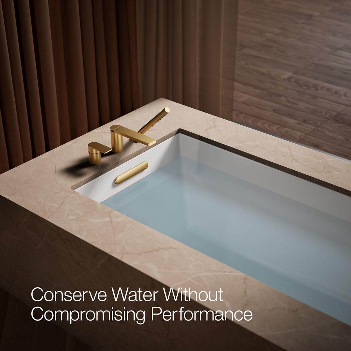 Kohler 23488-4-2MB Parallel Single-Handle Deck-Mount Bath Faucet with handshower, Vibrant Brushed Moderne Brass
