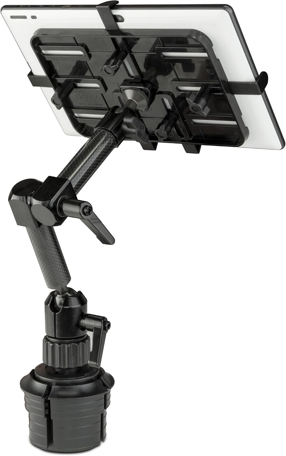 Mount-It! Carbon Fiber Cup Holder Tablet Mount Tablet Holder for Car Truck SUV, Adjustable 7–11 Inch iPad & Tablets, 18' Extension Arm, 360° Rotation, Fits 2.75'–3.5' Cupholders, ELD GPS Holder