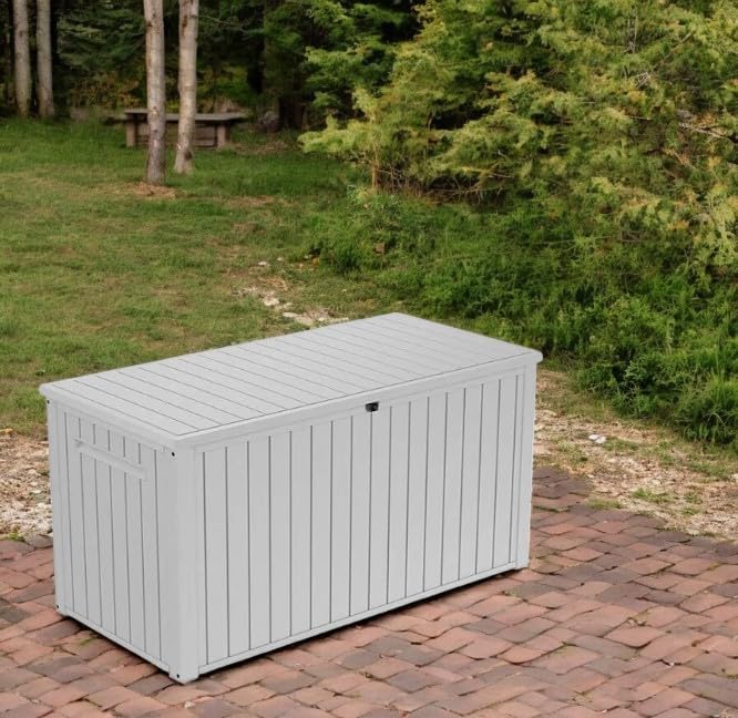 Outdoor/Indoor Storage Deck Box, 170 Gallon Capacity, Weather-Resistant Resin, White