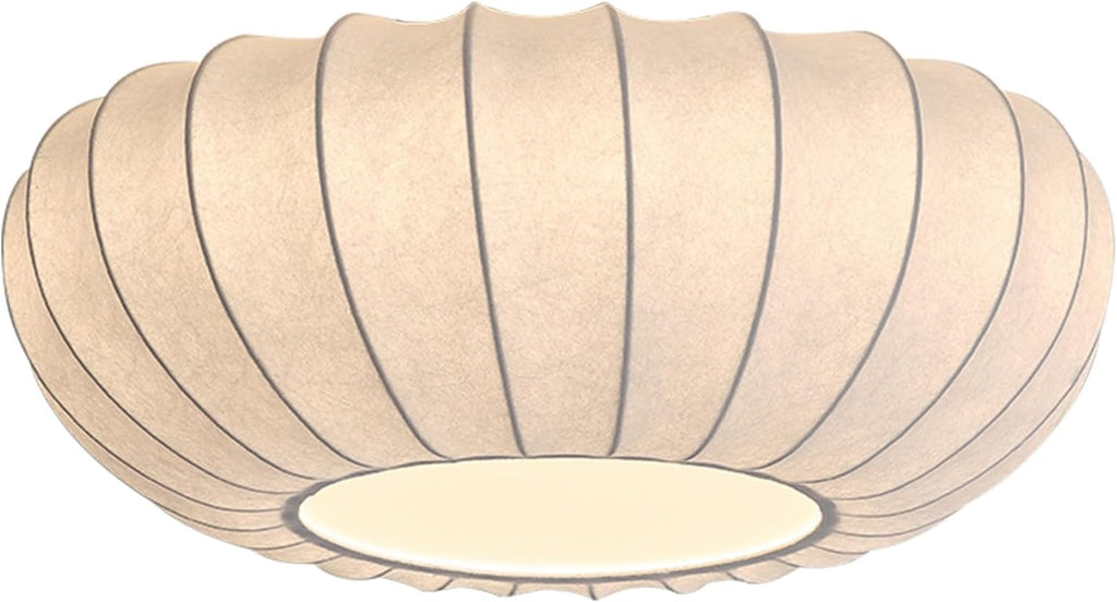 Japanese Silk Flush Mount Ceiling Light 16 Inch White Kitchen Ceiling Lighting Fixtures Vintage Bedroom Ceiling Light Fixtures Mid Century Modern Overhead Lamp