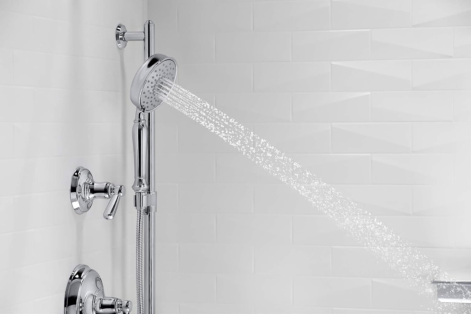KOHLER 22163-CP Bancroft Multi-Function Handshower, Handheld Showerhead with 3 Spray Settings, 2.5 GPM, Polished Chrome
