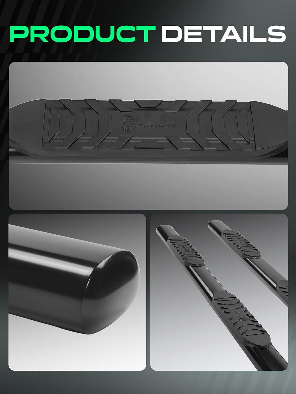YHTAUTO 5 Inch Running Boards Side Steps Fit Toyota Tacoma 2005-2023 (Crew Cab/Double Cab) Oval Straight Side Steps Carbon Steel Step Bars Off-Road Exterior Accessories, Set of 2