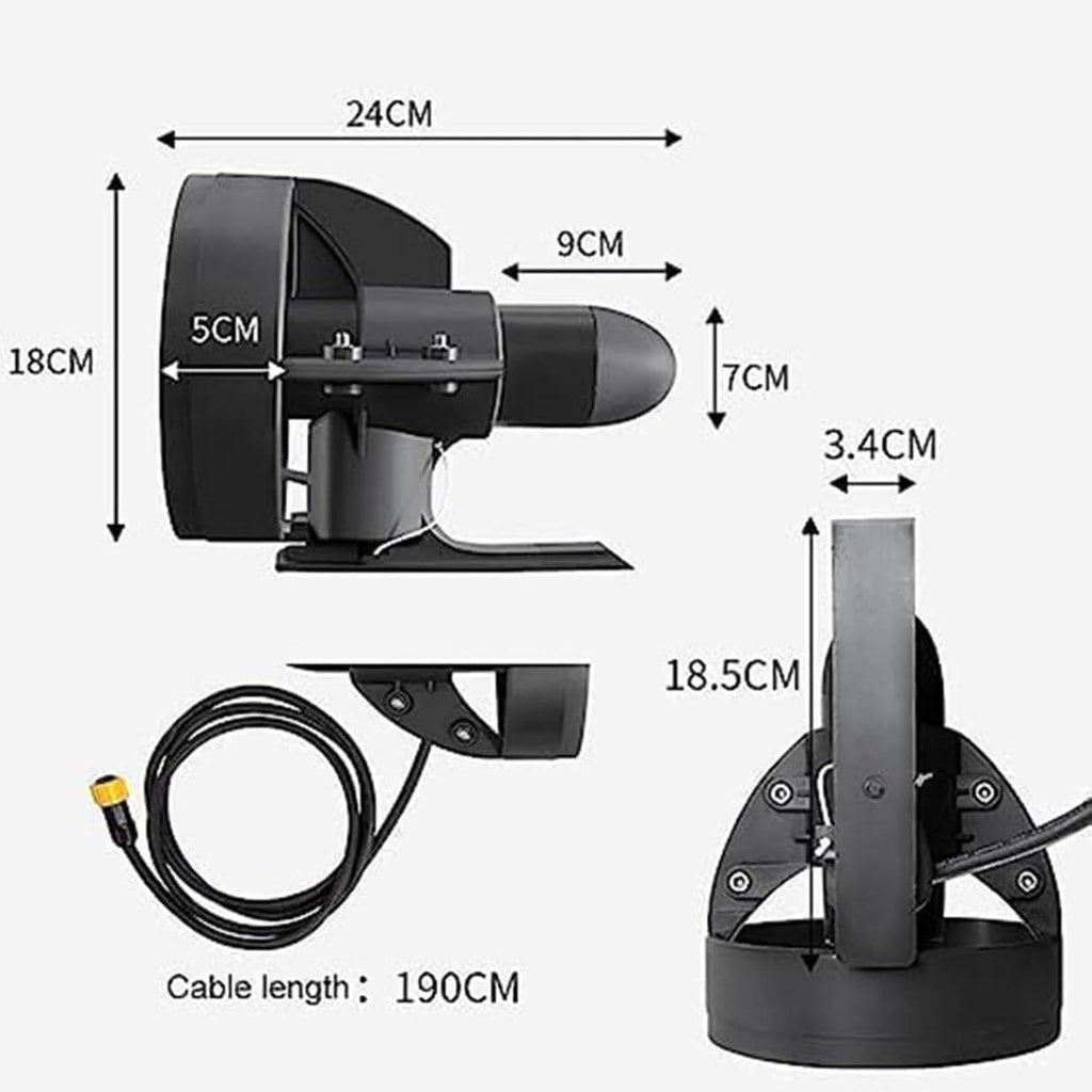 288W Electric Motorized Fin, 12V Thrust Surfboard Underwater Thruster, Surf & SUP Fin Battery Electric Fin Stand Up Paddle Board Motor for Kayak Fishing Boat Paddle Board
