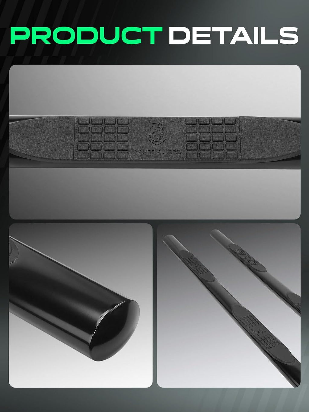 YHTAUTO 4 Inch Running Boards Side Steps Compatible with Toyota Sequoia 2008-2022, SUV, Oval Straight Carbon Steel Black Powder, Cab Side Step Rails Off-Road Exterior Accessories, Set of 2