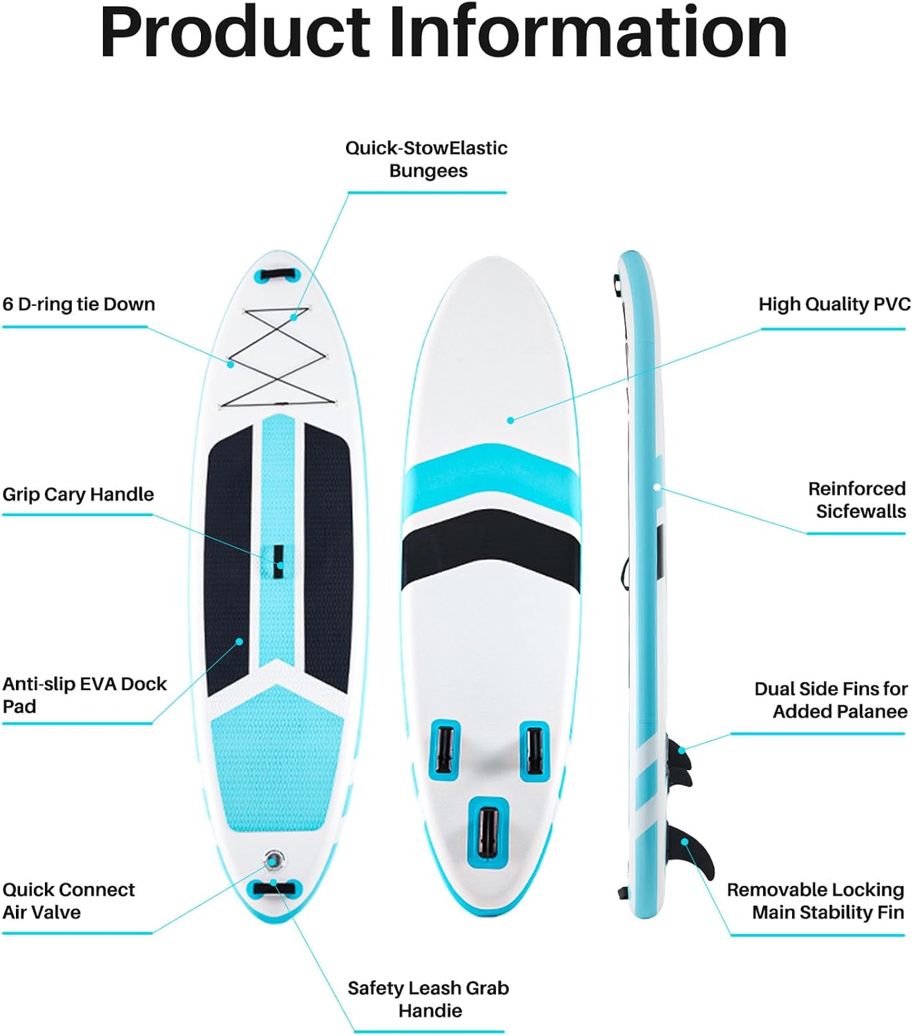 10'6x33'' Extra Wide Inflatable Paddle Board, 400lb Capacity Stand Up Paddle Board for Adults, Stable Inflatable Sup Yoga Board, All Skill Levels, 2Pcs Paddle & Carry Bag, 1 Repair Kit