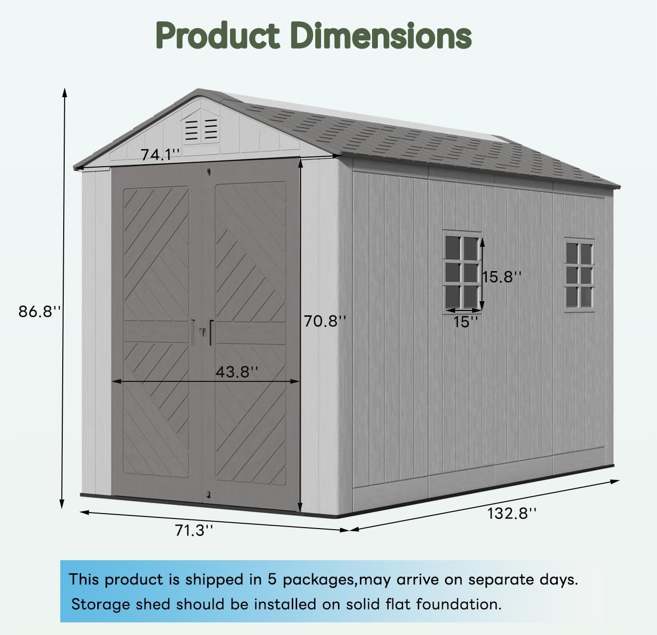KINYING 6x11 FT Outdoor Storage Shed with Floor,Resin Outdoor Garden Tool Shed with Windows,Lockable Weather Resistant Large Plastic Shed for Bike Storage,Lawn Mower,Pool Supplies