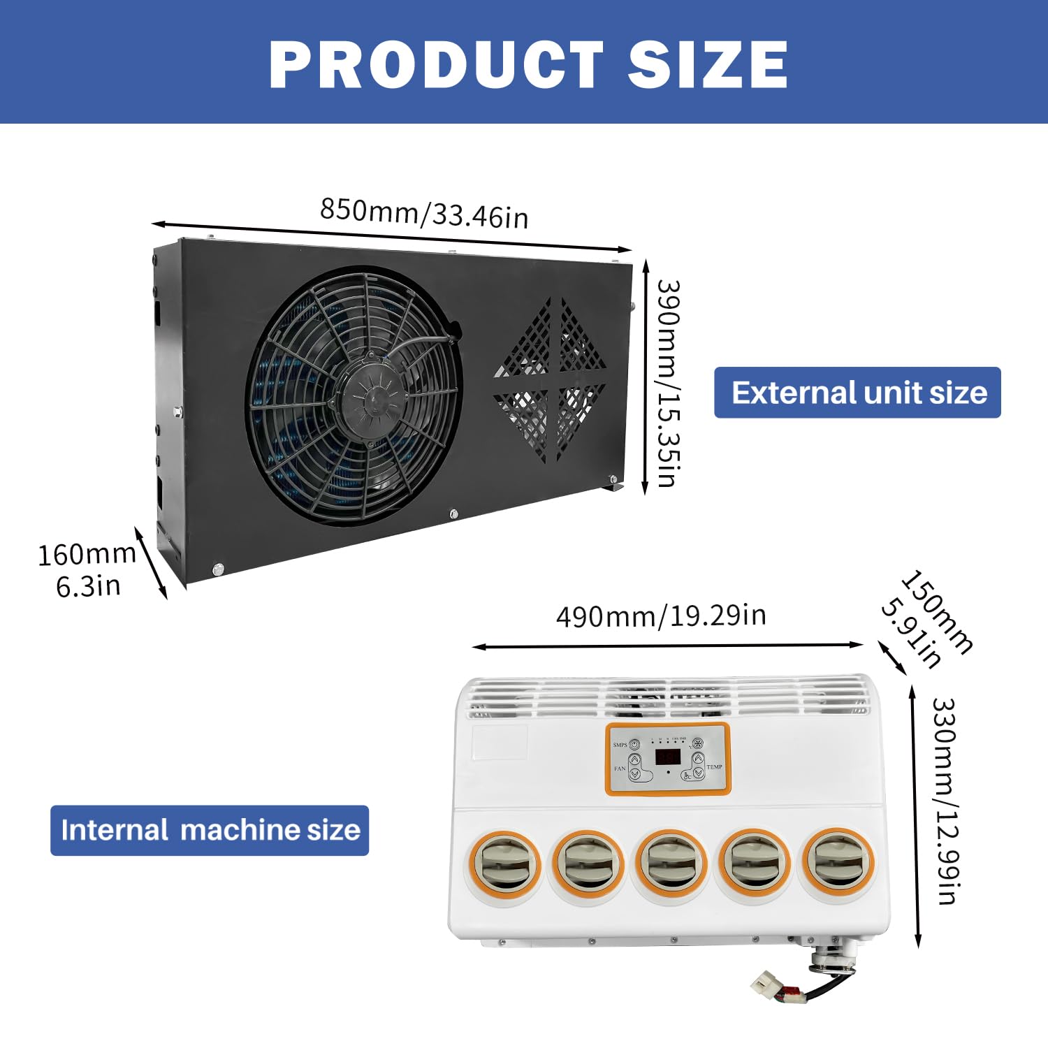 24V dc Truck Camper Van Air Conditioner 10000BTU Universal 24 Volt Electric RV Automotive Split Air Conditioning ac Unit for semi Trucks RV Motorhome Crane Tractor (White 2)