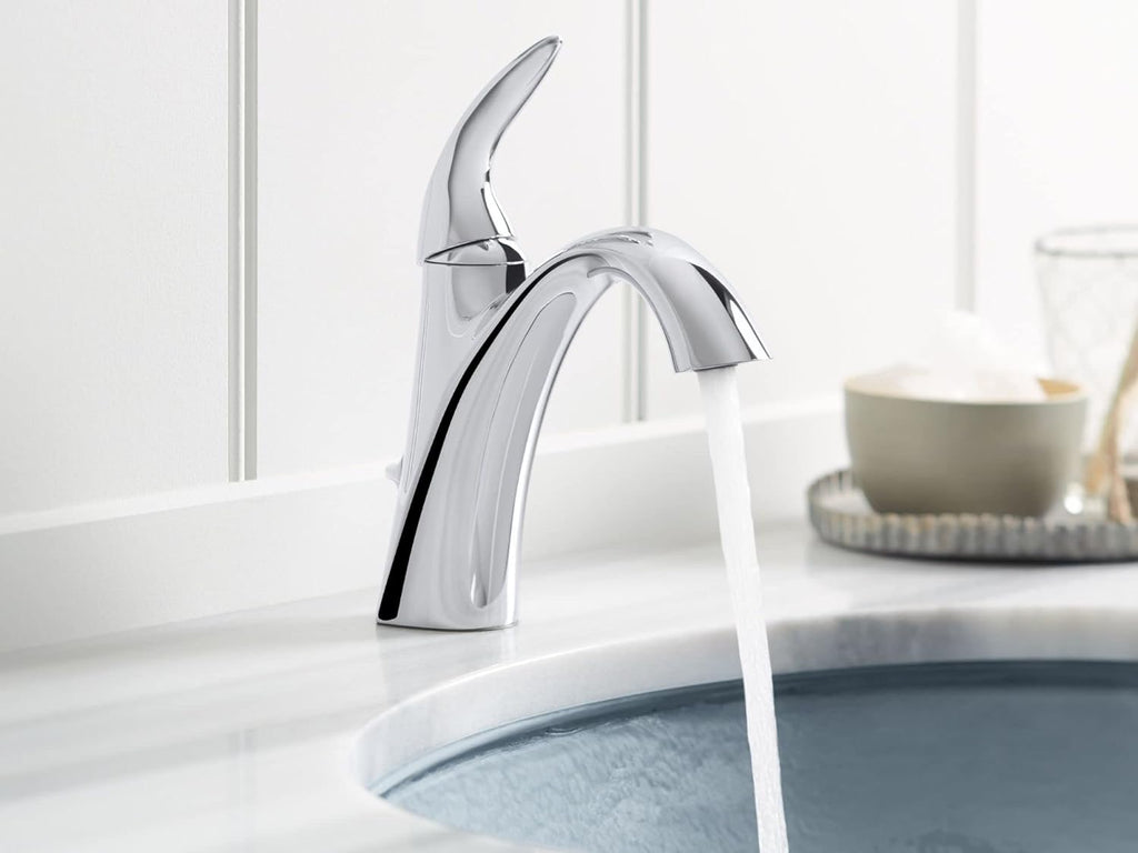KOHLER Alteo K-45800-4-BN Single Handle Single Hole or Centerset Bathroom Faucet with Metal Drain Assembly in Brushed Nickel