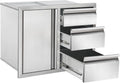 Outdoor Kitchen Drawer Combo Cabinet, Stainless Steel Triple Drawers with Integrated Access Door, 28' W x 22' H x 19.5' D Outdoor Built-in Cabinet for BBQ Island Grill Stations