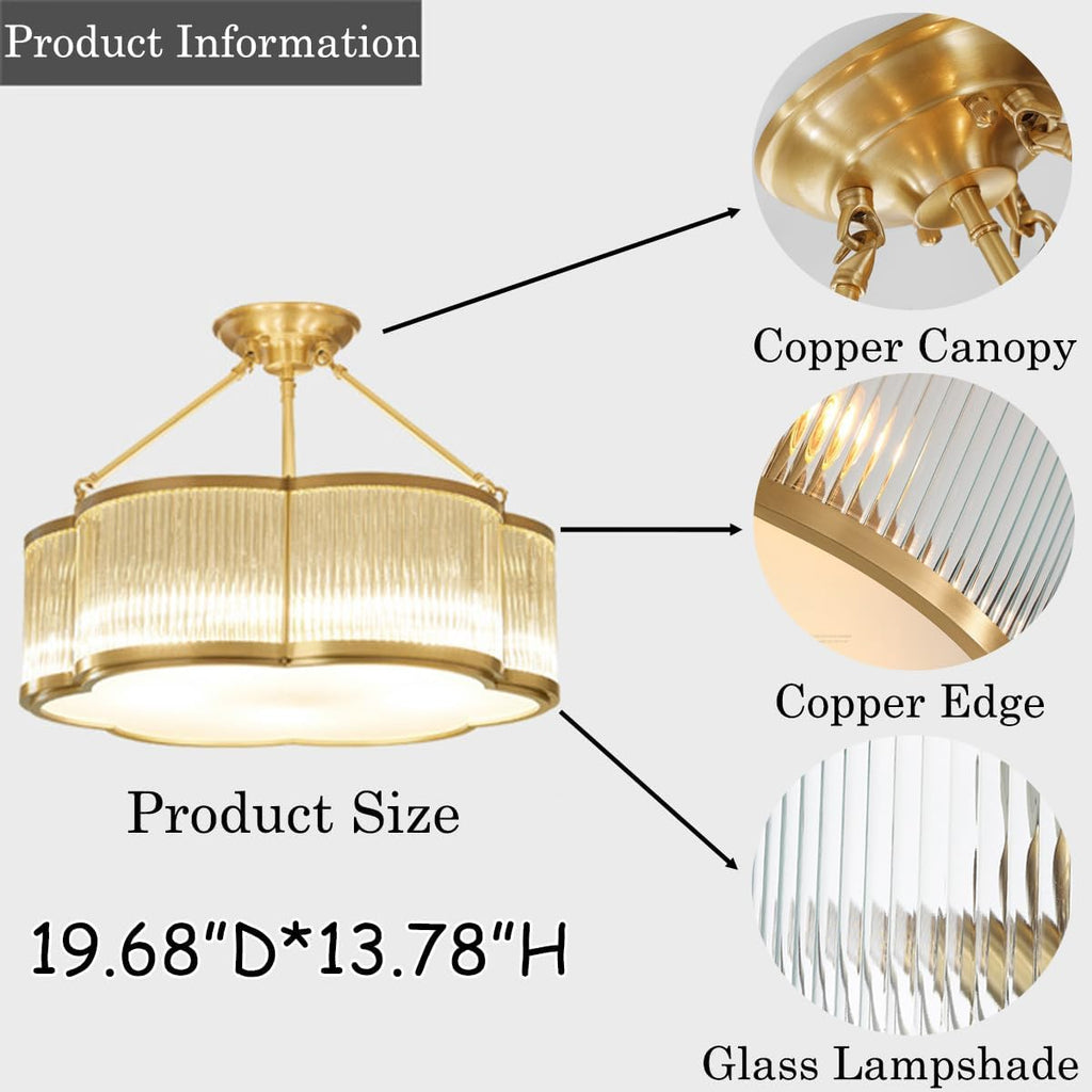 Modern Semi-Flush Ceiling Light Fixture,Decorative Floral Flush Mount Chandelier,Flower Shaped Glass Ceiling Lamp,Close Ceiling Light Fixture for Bedroom Living Room Dining Room