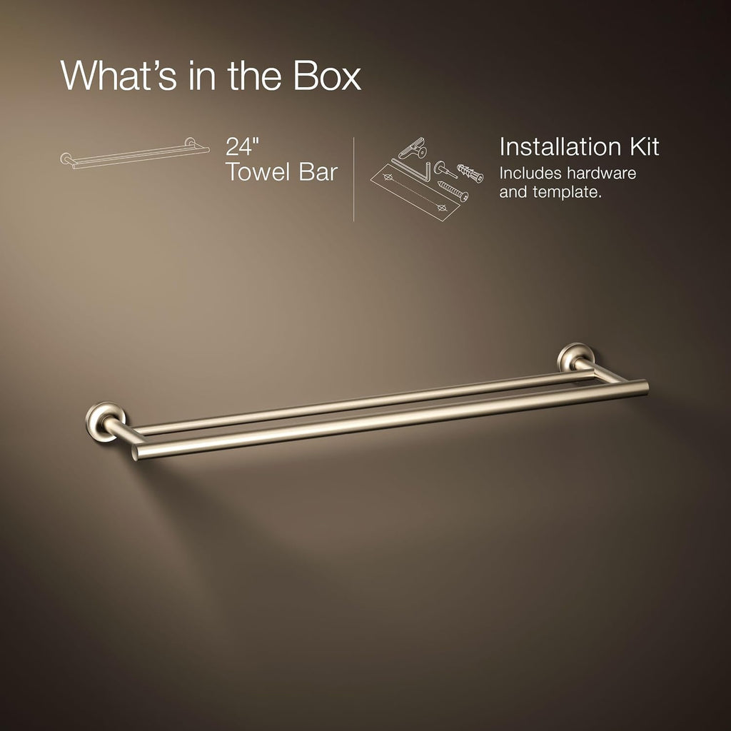Kohler 14375-BV Purist® 24' Double Towel bar, Vibrant Brushed Bronze