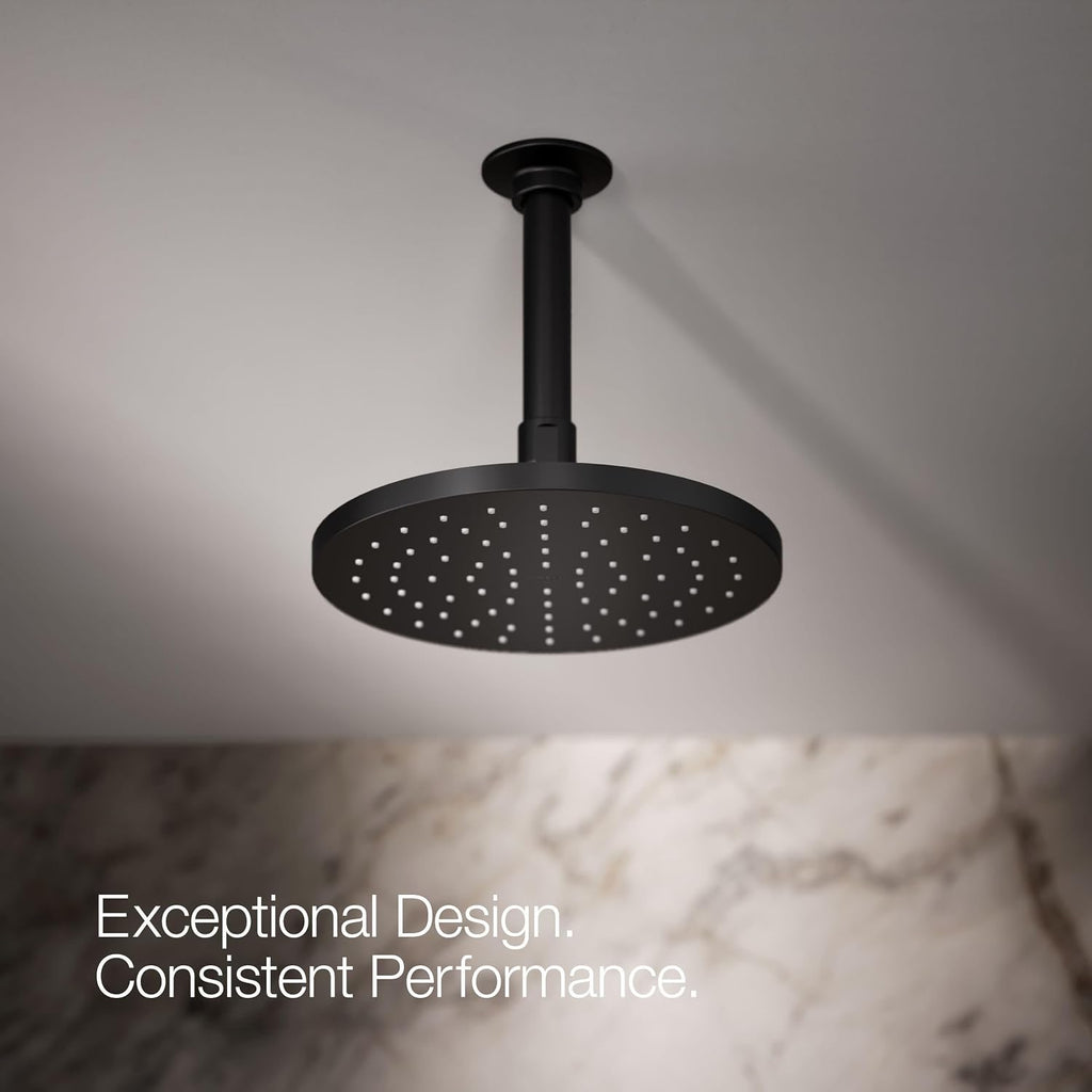 Kohler 13688-BL Contemporary Round 8' single-function rainhead, 2.5 gpm, Matte Black