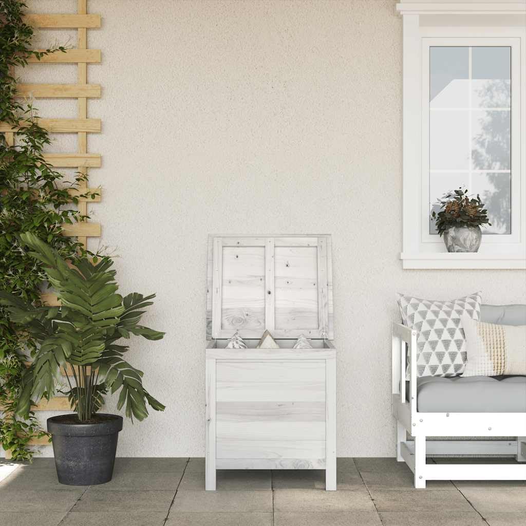 vidaXL Solid Wood Fir Garden Storage Box - White Outdoor Cushion Holder with Ample Space and Ventilated Bottom for Deck, Patio, Garden, ys/m, 364749