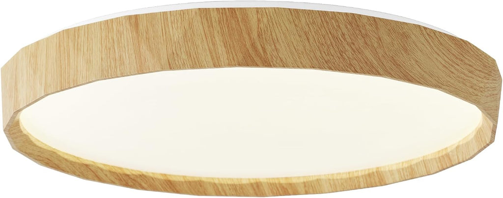 ANYLOVE 19 inch LED Flush Mount Ceiling Light Fixture,3000K 4000K 5000K Adjustable Ceiling Lights, Farmhouse Oak Wood Grain Ceiling Light for Bedroom Hallway Bathroom Kitchen