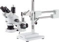 AmScope SM-4TZ-80S Professional Trinocular Stereo Zoom Microscope, WH10x Eyepieces, 3.5X-90X Magnification, 0.7X-4.5X Zoom Objective, 80-Bulb LED Ring Light, Double-Arm Boom Stand, Includes 0.5X and 2.0X Barlow Lens