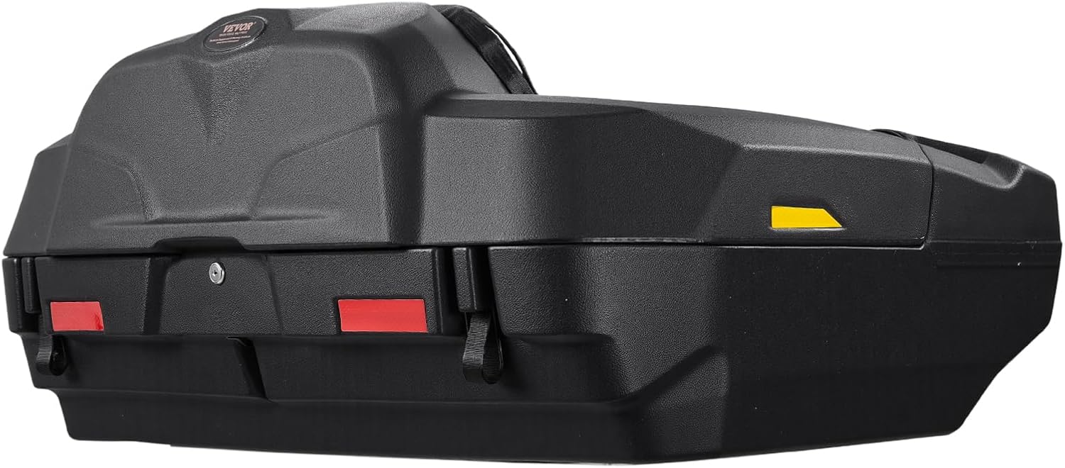VEVOR ATV Rear Storage Box and Lounger, 95L ATV Cargo Box with Seat & Backrest, Waterproof LLDPE & Lockable Lounger Storage Box Fit Most ATVs with Rear Rack, Compatible with ATV, UTV, Can-Am Vehicles