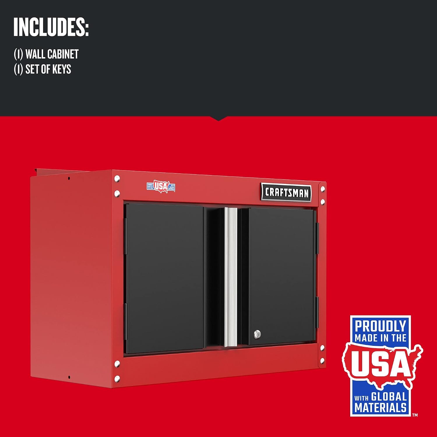 CRAFTSMAN Garage Storage Cabinet, Metal, Wall Mounted, 2-Door (CMST21802RB)