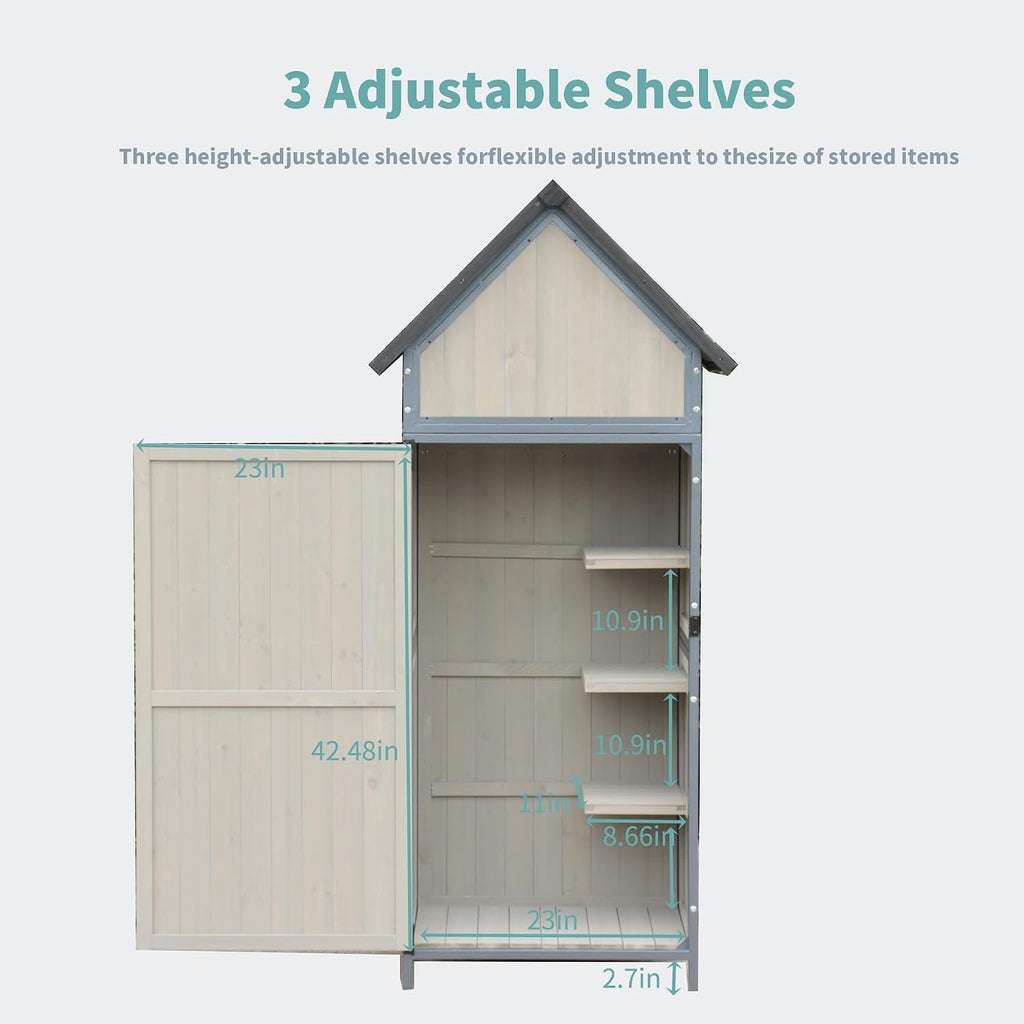 Outdoor Storage Sheds,Wooden Garden Shed with Metal Frame Structure and Adjustable Shelves,Large Capacity Storage Tool Cabinet Box for Backyard Garden Patio Lawn