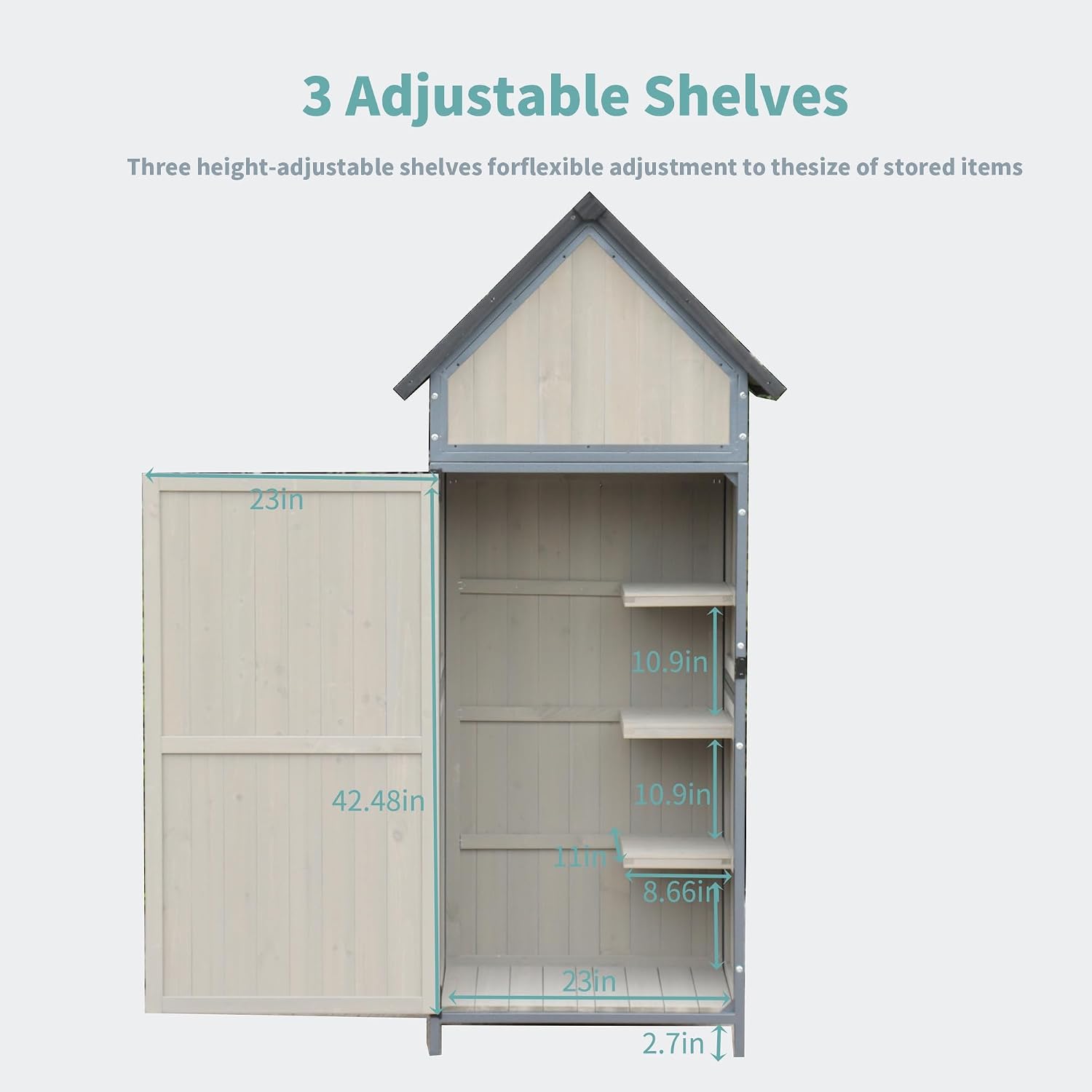Outdoor Storage Sheds,Wooden Garden Shed with Metal Frame Structure and Adjustable Shelves,Large Capacity Storage Tool Cabinet Box for Backyard Garden Patio Lawn