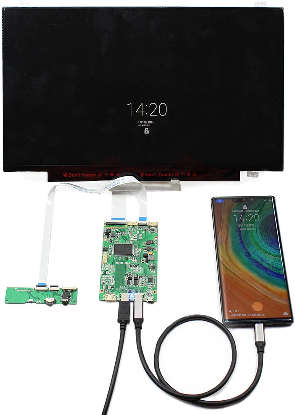VSDISPLAY 14' 14 Inch 1920X1080 IPS LCD Screen with USB C LCD Controller Board VS-RTD2556HC-V2