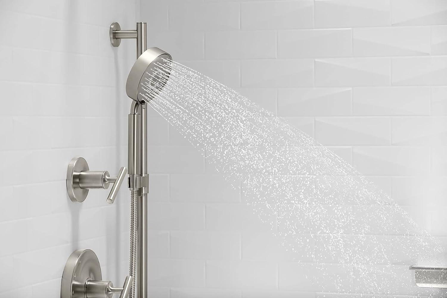 KOHLER 22178-G-BN Purist 30' Four-Function Handshower Kit, Handheld Showerhead Set with 60' Hose, Slidebar and Slidebar Trim, 1.75 GPM, Vibrant Brushed Nickel