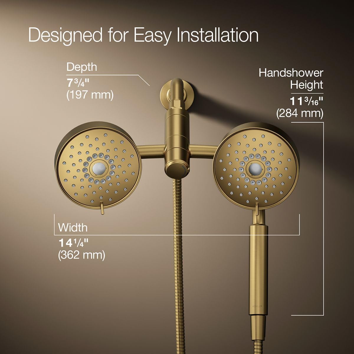 Kohler Purist® Showerhead 2-In-1 Combo 1.75 GPM, Brass, Plastic, Brushed