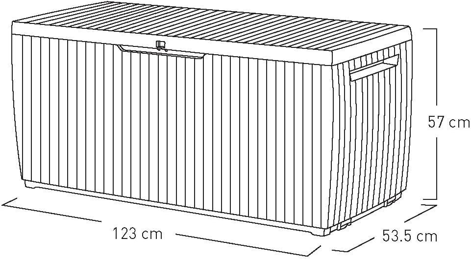 Keter 123 x 53.5 x 57 cm Springwood Outdoor Plastic Storage Box Garden Furniture - Brown