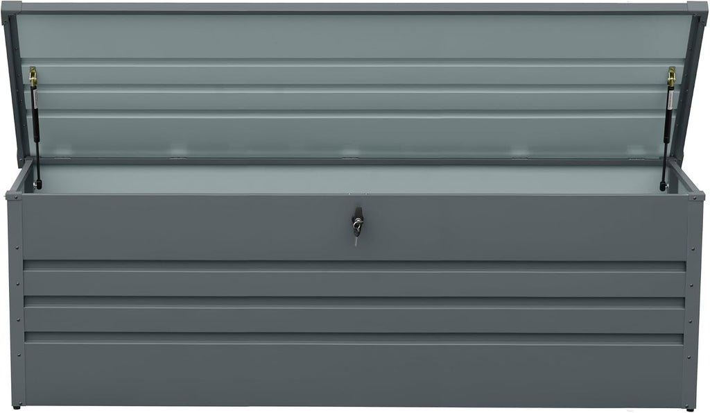 260 Gallon Waterproof Outdoor Storage Box, Extra Large Outside Metal Deck Storage Box for Patio Cushions, Garden Tools, Pool Supplies