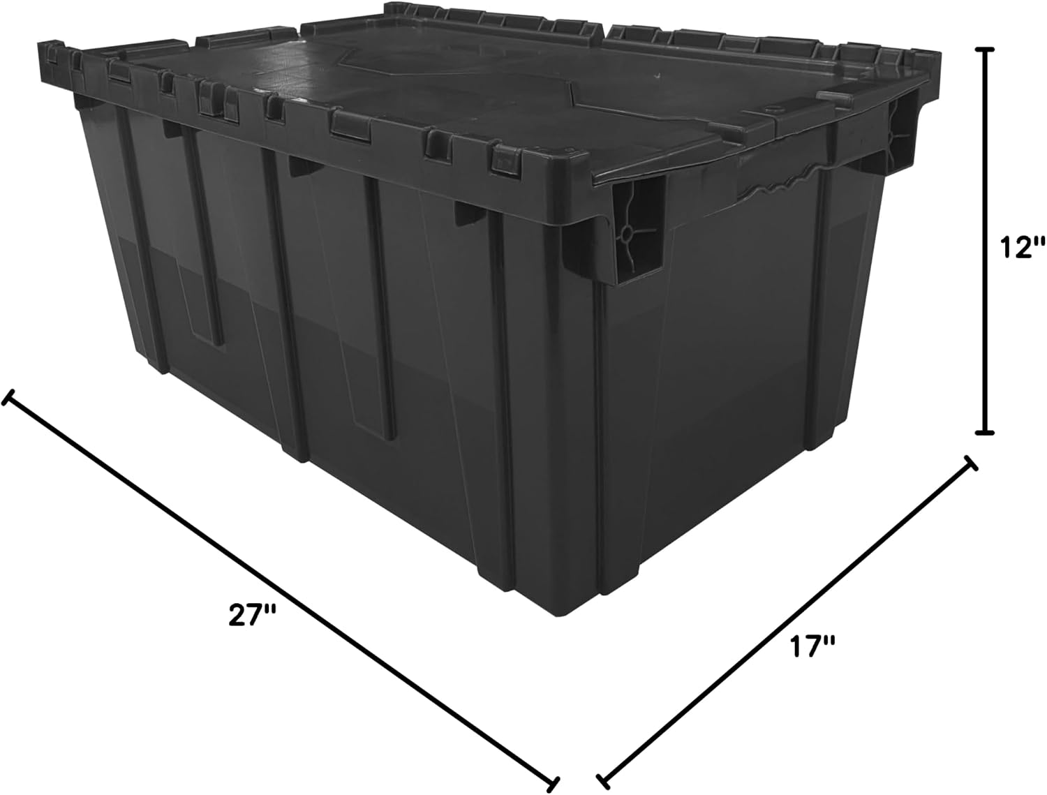 Uboxes Storage Crate, 5 Pack Black Plastic Rectangle Storage Boxes, 27 x 17 x 12 inches, Stackable Waterproof Crates for Organizing Closets, Garage, Kitchen, Outdoor Activities