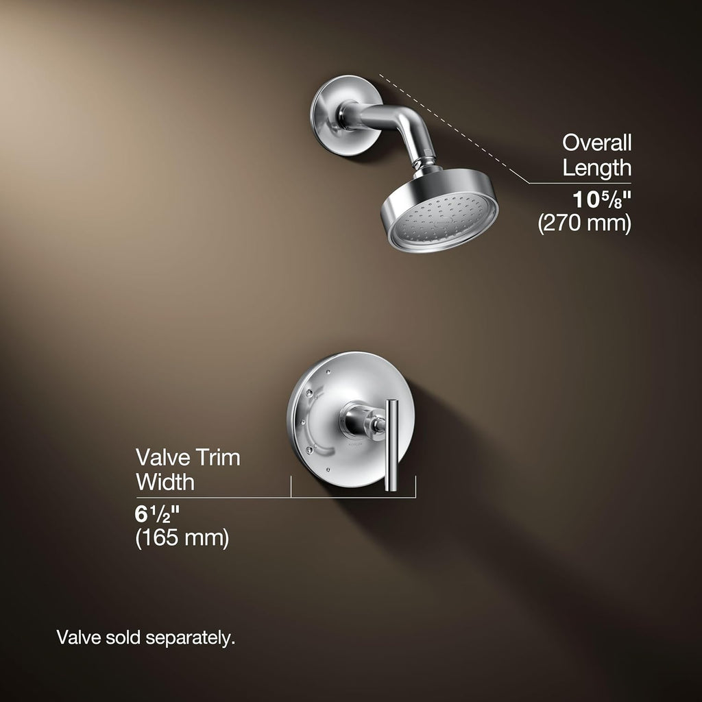 KOHLER Ts14422-4-Cp Purist 2.5 Gpm Showerhead With Rite-Temp Shower Trim With Lever Handle, Polished Chrome