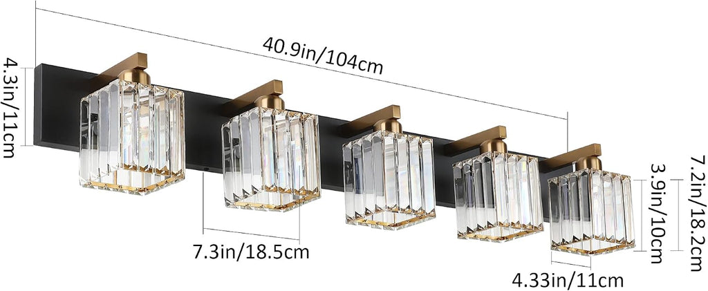 Aipsun Modern Vanity Light Bathroom Lighting Fixtures 5 Light Crystal Bathroom Vanity Light Fixtures (Exclude Bulb)