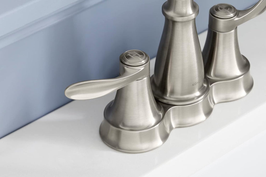 KOHLER 27378-4-2BZ Bellera Centerset Bathroom Faucet with Clicker Drain, 2-Handle Bathroom Sink Faucet, 1.2 GPM, Oil-Rubbed Bronze
