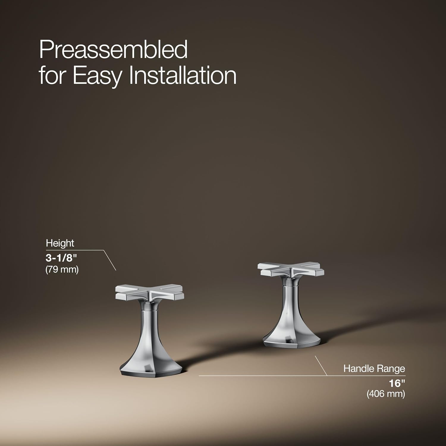 Kohler 27010-3-CP OCCASION™ Cross bathroom sink faucet handles, Polished Chrome