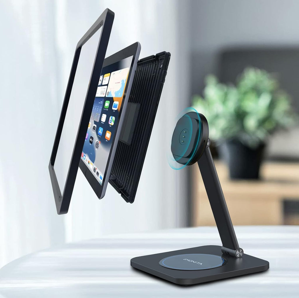 Foldable Magnetic Stand with Charging Case A6 for iPad mini (A17 Pro, A15 Bionic) 8.3-Inch. Strong Magnets, 360 Rotation, 90 Tilt, 45W Fast Charger Adapter USB C Cable Included