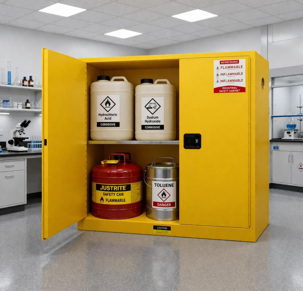 257 Gallon Flammable Cabinet 55H x 25W x 55D, Galvanized Steel Flammable Storage Cabinet, Adjustable Shelf for Commercial Industrial Home Use