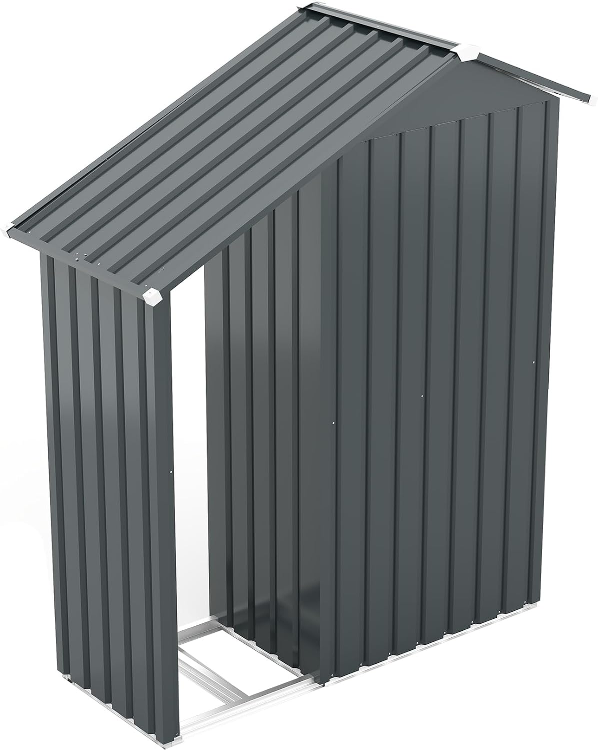 Small 5 × 2 FT Sheds & Outdoor Storage with Side Extension Roof, Waterproof Metal Outside Storage Shed with Sturdy Frame, Utility Tool Shed for Backyard Garden — Dark Gray