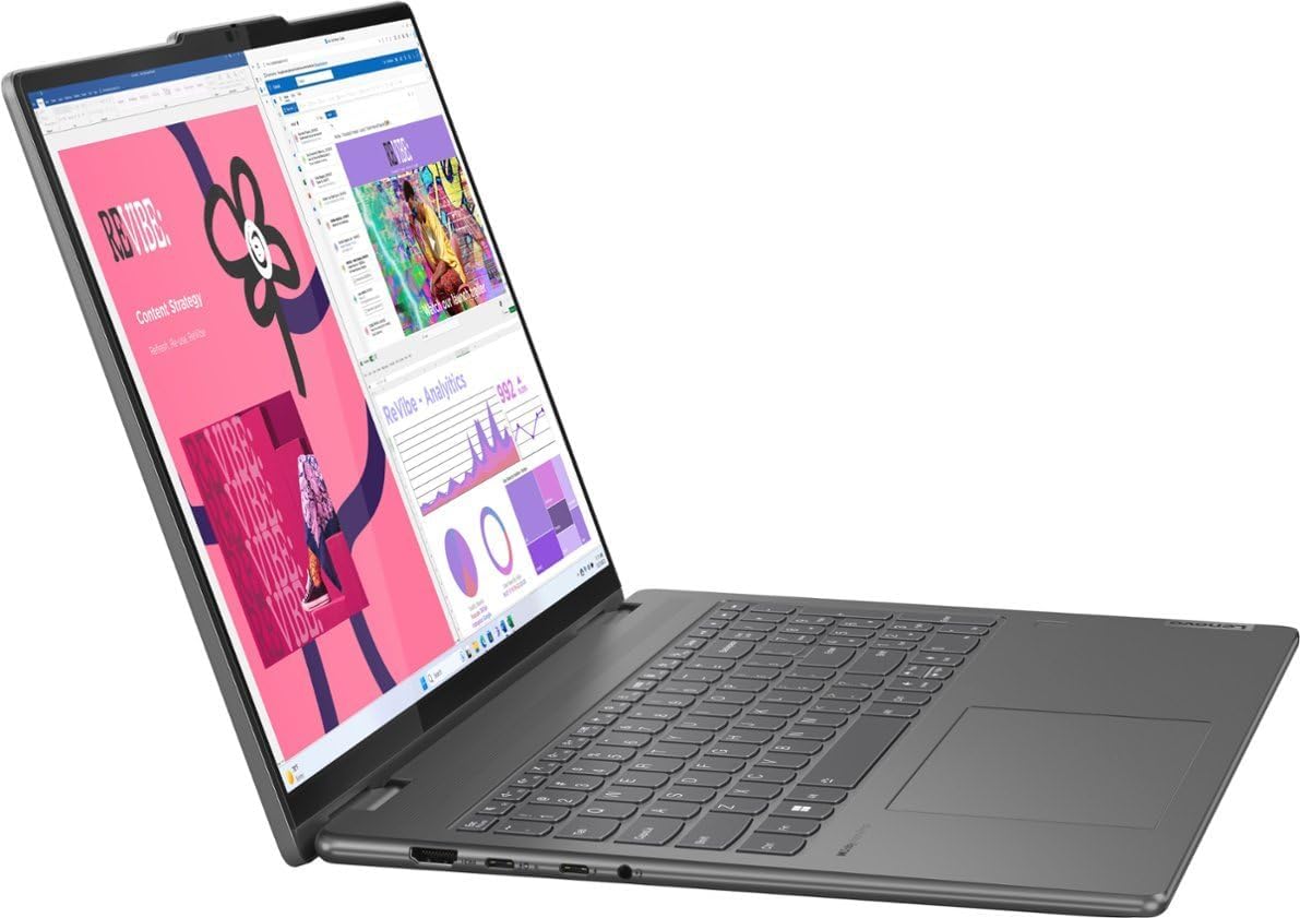 Lenovo Yoga 7 83DL Business Laptop - 16' 1920x1200 Touchscreen 60Hz - 12-Core Intel Ultra 7 155U - 16GB RAM 1TB SSD - Thunderbolt 4 - Wi-Fi 6E - Fingerprint - 1080p FHD + IR Camera - W11H - Storm Grey