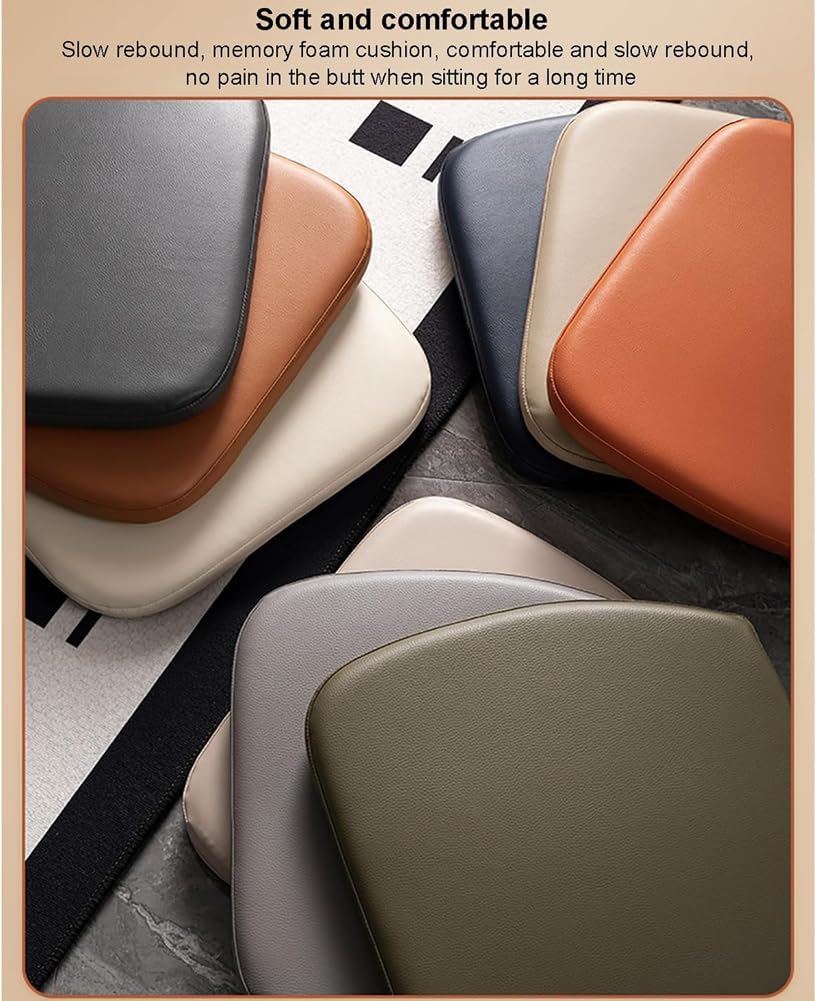 Set of 1/2/4 Memory Foam Dining Chair Cushion PU Leather Seat Cushion,Waterproof Indoor Outdoor Chair Seat Pad Non-Slip U-Shape Seat Cushion with Ties (Beige White,16x17inch - 4pcs)