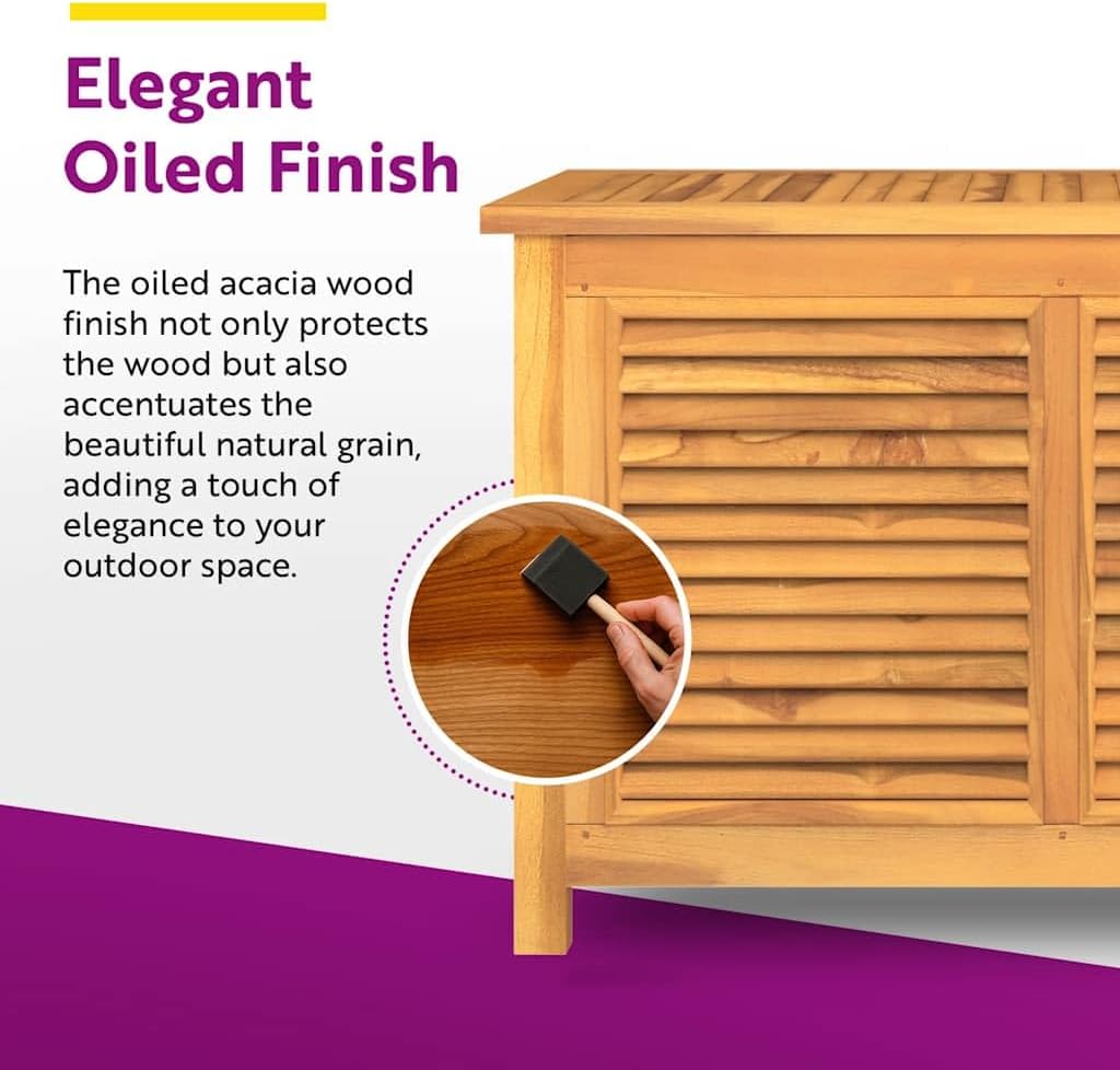 vidaXL Solid Teak Wood Patio Storage Box - Ample Storage Space, Water- Lining, Easy Assembly, Stylish and Durable