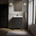 Kohler Hearthaven 24 Inch Bathroom Vanity Cabinet with White Single Sink and Quartz Top, Modern Bathroom Vanity, Slate Gray, K-33535-ASB-1WX