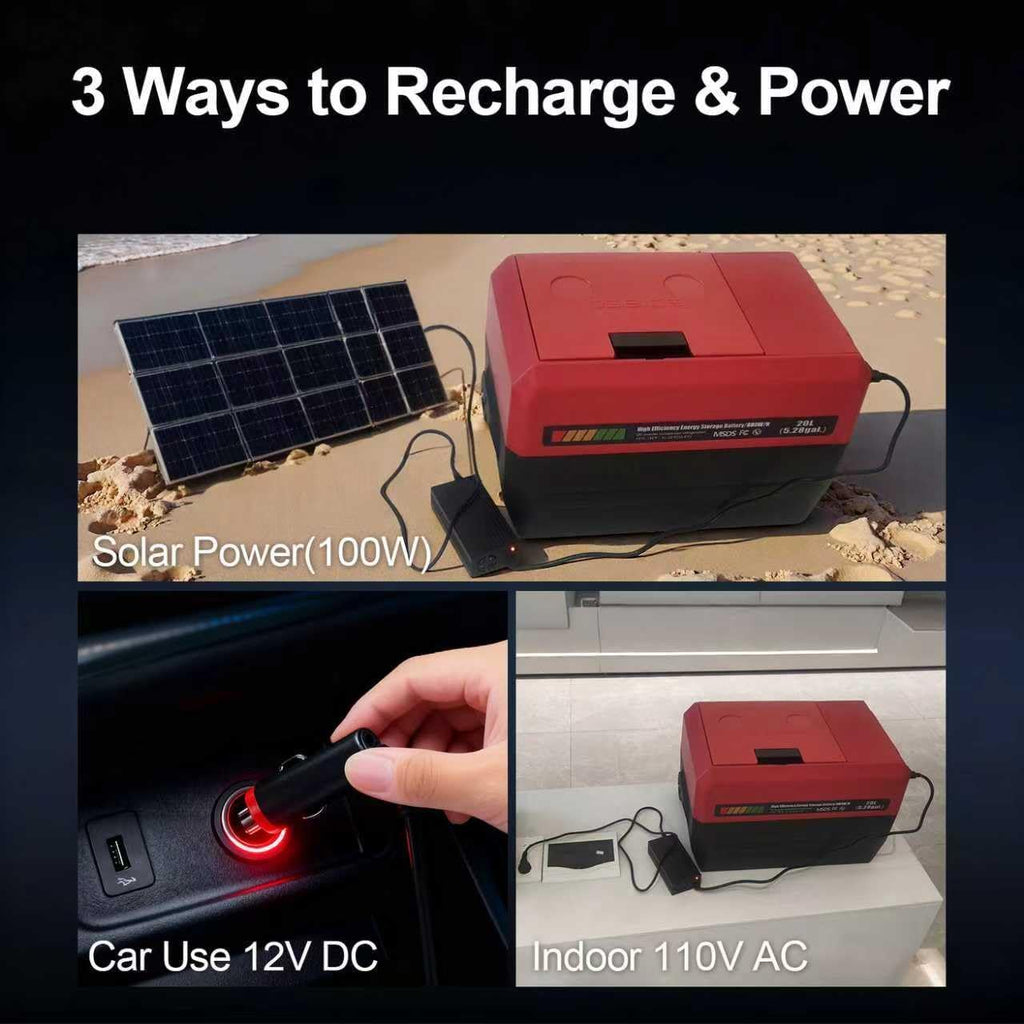 Camping Refrigerator, 21 Quart Portable Car Refrigerator, 0.8KWH Battery Powered Camping Refrigerator, 48+ Hours of Runtime, 12V DC 110-240V AC Rerigerator for Car Travel Camping Road Trip