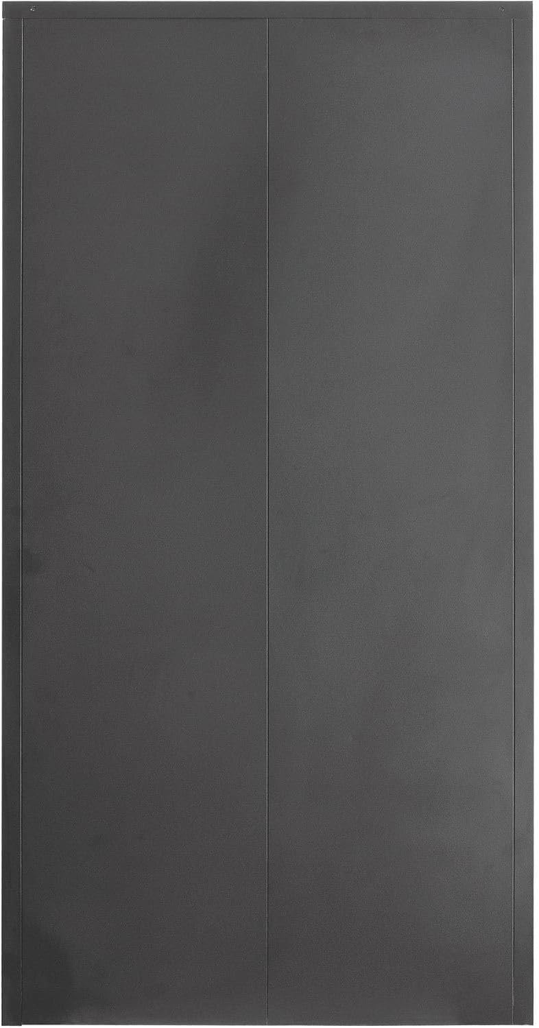 Global Industrial Janitorial Cabinet with Locking Recessed Handle, 4 Compartments, Steel Construction, 36' W x 18' D x 72' H, Black Powder Coat Finish, Assembly Required