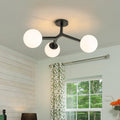 Lingkai Black Semi Flush Mount Ceiling Light Fixture, Mid Century Modern Light Fixtures Ceiling, 3-Light 23.6' Black Sputnik Ceiling Light Fixture for Living Room, Bedroom, Bathroom, Over The Sink