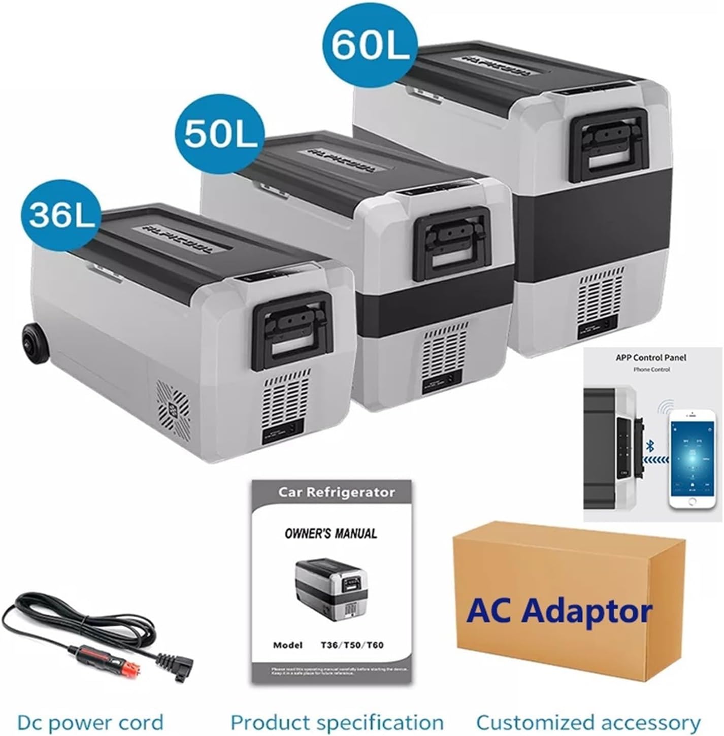 36/50/60L Alpicool Auto Car Refrigerator 12V Compressor Portable Freezer Fridge Quick Refrigeration Travel Outdoor Picnic Coole(50Liters)