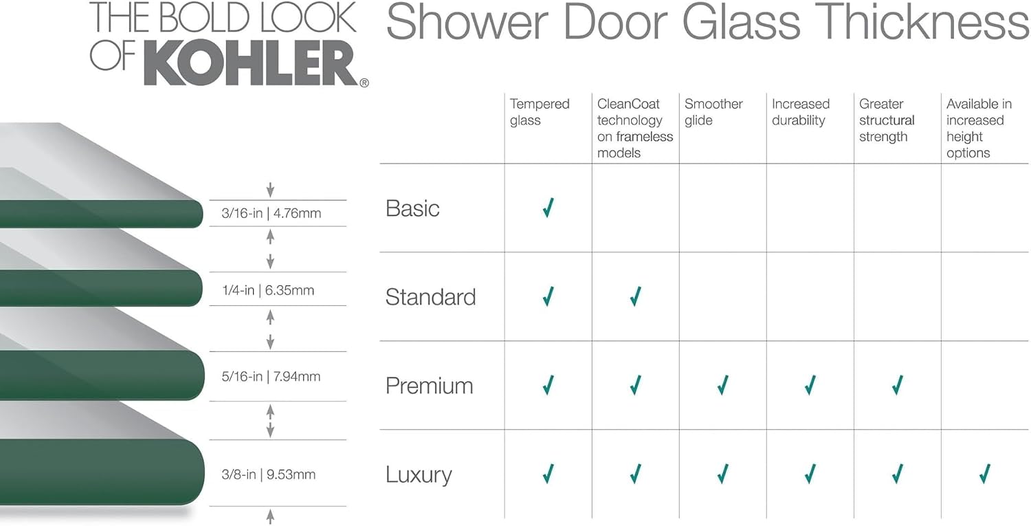 KOHLER Levity Sliding shower door, 74-in H x 56-5/8-59-5/8-in W, with 1/4-in thick Crystal Clear glass