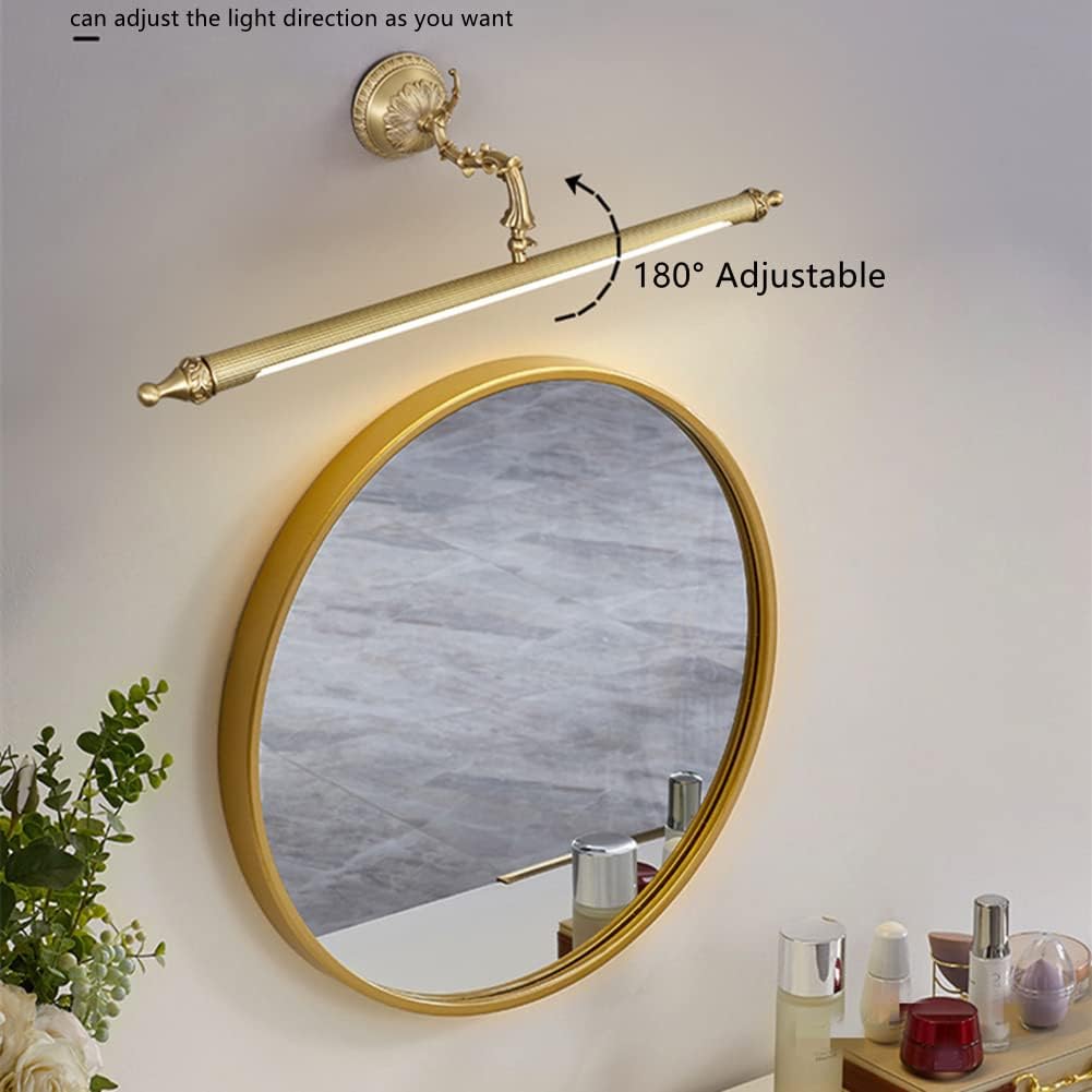 Antique Brass Bathroom Vanity Light Traditional Vanity Lighting LED Bathroom Wall Light Long Strip Vintage Sconce Light Bookshelf Library Lights in Gold - 28' Third Gear Dimming