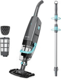 PoolMr Cordless Handheld Pool Vacuum, Rechargeable Pool Cleaner with 18.5 Gal/Min Suction, 60 Min Runtime, Dual-Phase Cleaning System, for Above Ground Pools, Spas, Hot Tubs,Black(New Version)