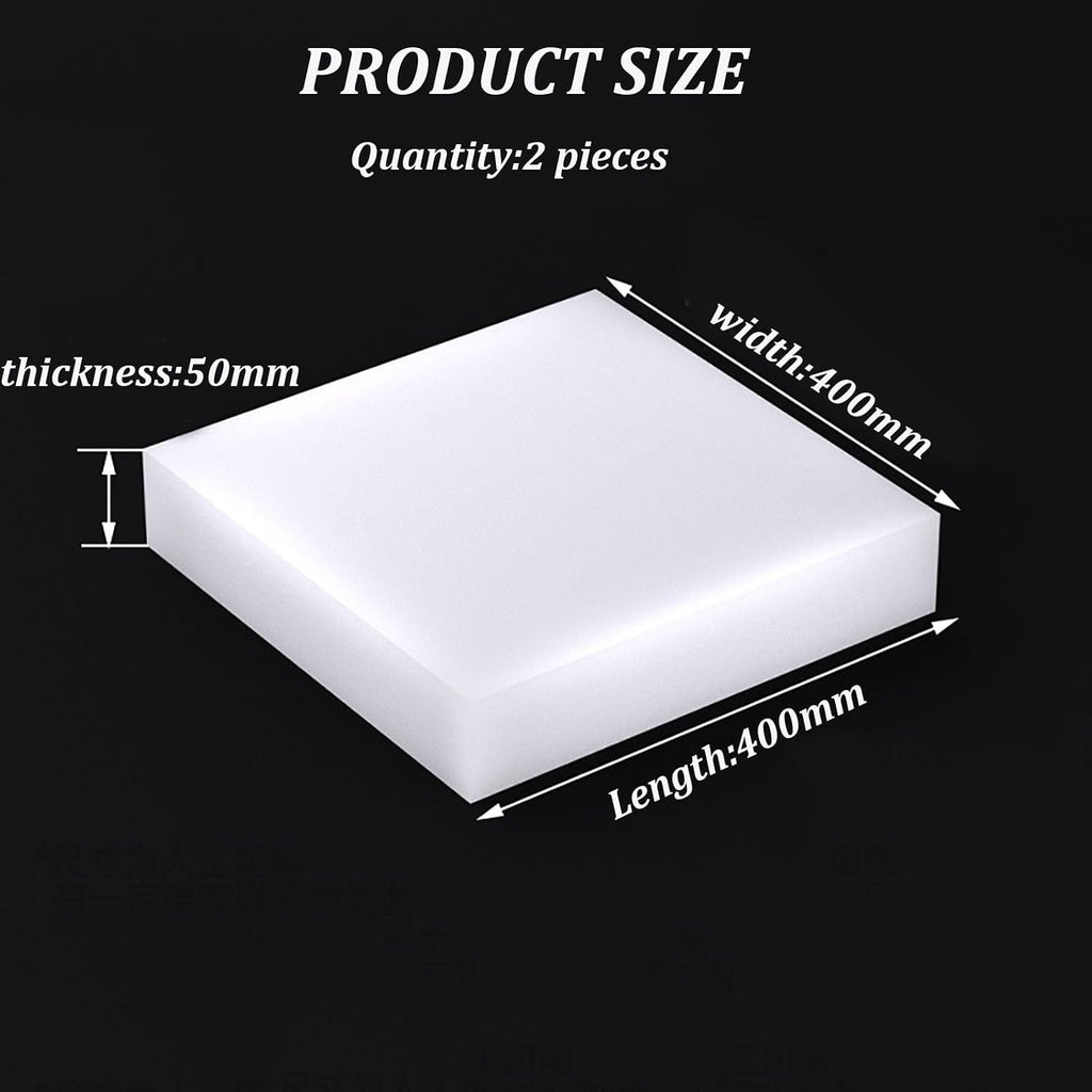 COYOUCO 12Mm-50Mm Thick Silicone Non-Slip Sealing Pad, 400Mm×400Mm White Rubber Pad for Furniture, Electronics, DIY Projects 2 Pieces,50mm