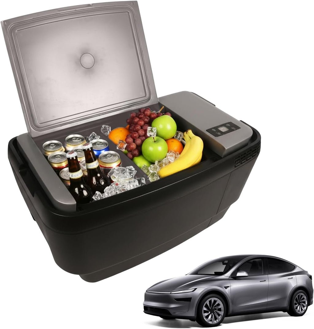 Car Refrigerator for Tesla Model Y, 37QT (35L) 12V Portable Freezer, -4℉~68℉ Trunk Fridge with APP Control, Low Noise & Energy Saving, Camping Road Trip Tailgating, 12/24V DC & 110-240V AC (Grey)